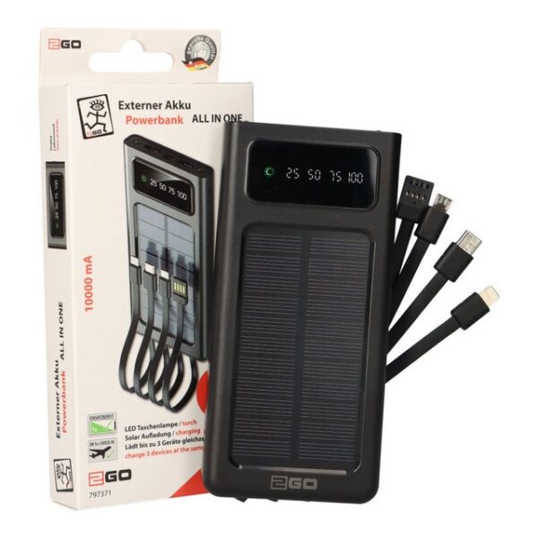 2GO 2GO Powerbank All In One 10000mAh mit Solarpanel Solar Powerbank