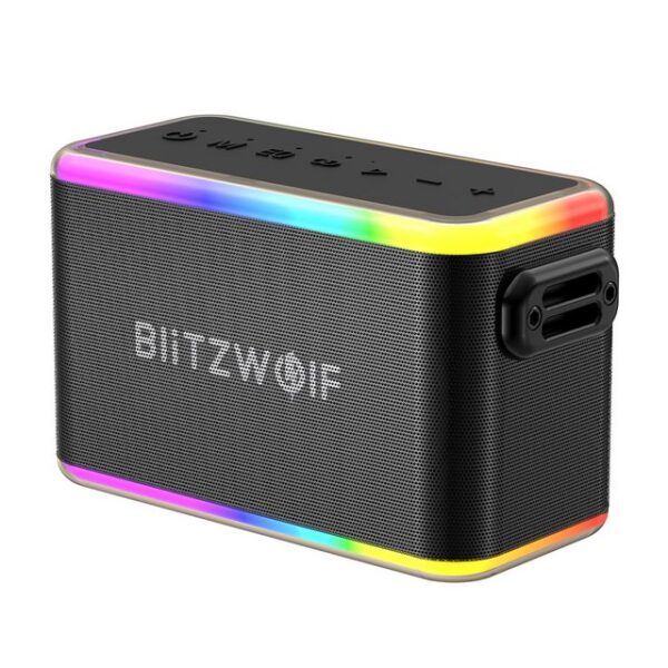 BLiTZWOLF 80W Stereo Bluetooth-Lautsprecher (Kabellos, 6000mAh Powerbank Karaoke, Outdoor Musikbox RGB TF AUX)