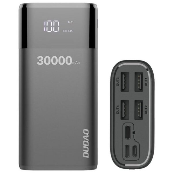 Dudao 30000mAh, Externer Akku mit 4 Output USB Schnellladung Max 4A Powerbank