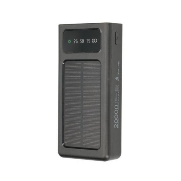 Extralink Powerbank 20000mAh Leistungsstarke Powerbank Ideal für Reisen Schwarz Solar Powerbank