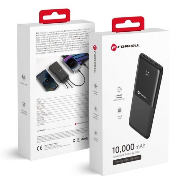 Forcell Powerbank F-Energy S10k1 10000mah Externer Akku Powerbank (1 St)