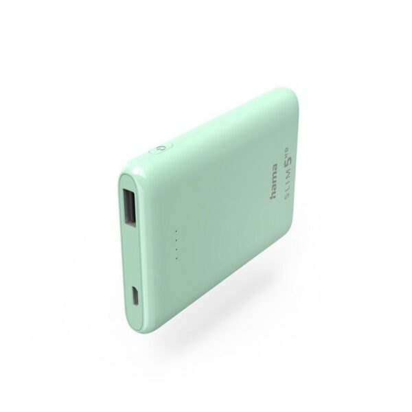 Hama HAMA Power Pack "SLIM 5HD" 5000mAh, Ausgang: USB-A, Mintgrün Powerbank