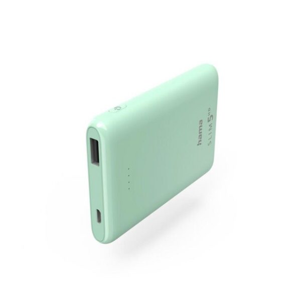 Hama Power Pack "SLIM 5HD" 5000mAh, Ausgang: USB-A, Mintgrün (00201665) Powerbank