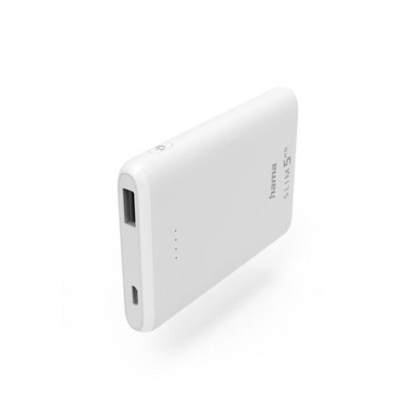 Hama Power Pack "SLIM 5HD" 5000mAh, Ausgang: USB-A, Weiß (00201667) Powerbank