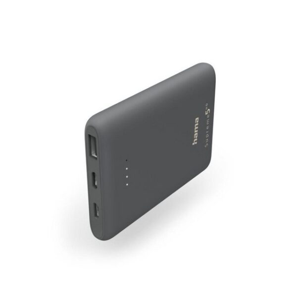 Hama Power Pack "Supreme 5HD" 5000mAh, Ausgang: USB-C, Grau (00201671) Solar Powerbank