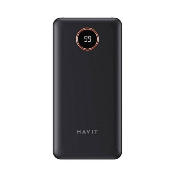 Havit 10000mAh + USB-C, iOS, Micro USB Kabel mit Doppeltaschenlampe Schwarz Powerbank