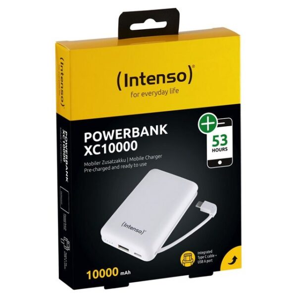 Intenso Powerbank mobile XC 10000 mAh Ladegerät USB Typ C 2x USB OUT weiß Powerbank