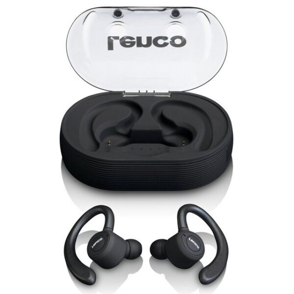 Lenco EPB-460BK In-Ear-Kopfhörer (Bluetooth, 60h Akku mit Powerbank, Easy-Touch, IPX5-Schutz inkl. Ohrhörer-Sets)