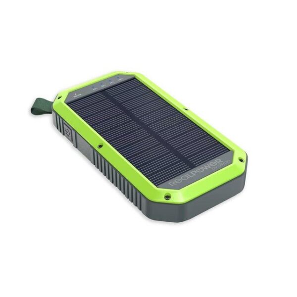 Realpower PB-10000 Solar Powerbank, mit LED Lampe 10000 mAh USB-C QI