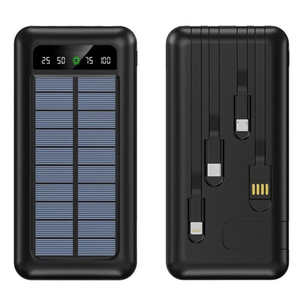 TAMEY Solarladegerät, schnell aufladende tragbare mobile Stromversorgung Powerbank, 4-in-1 Solar Powerbank, 30000 mAh externe Powerbank mit LED-Licht