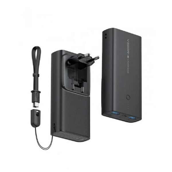 VEGER 20W10 000mAh Quick Charge PD USB-C und 2x USB, EU-Netzstecker Powerbank