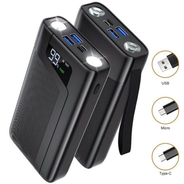 VSIUO Power bank mit Echten 30000mAh Kapazität und Schnellladeoption Powerbank 30000 mAh, Schnellladefunktion Externe Handyakkus, externer Akku, mit 3 Outputs