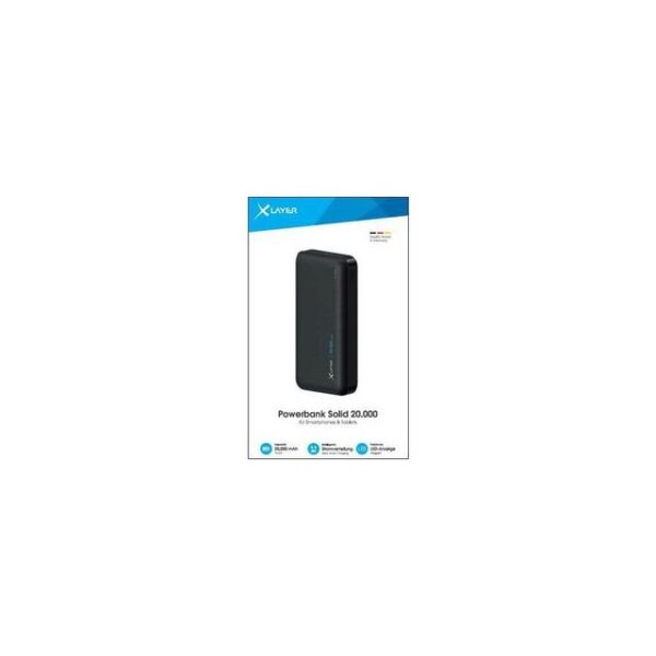 XLAYER Powerbank Solid 20.000-mAh, Black Solar Powerbank