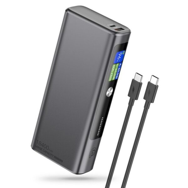 poweradd pro 130W 18400mAh USB C Externer Akku Tragbares Powerbank 18400 mAh (1 St), mit Digitalem Display Schnellladung