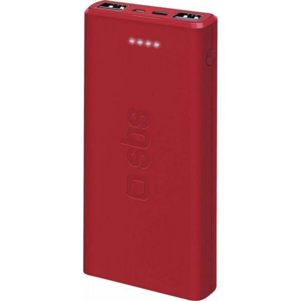 sbs SBS Powerbank 10.000 mAh 2 USB 2.1 A Rot - Ladegerät Powerbank SBS Powerbank 10.000 mAh 2 USB 2.1 A Rot, Intelligent Charge für schnelles Aufladen