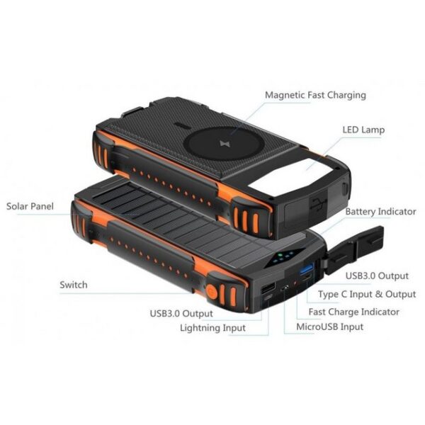 4smarts Rugged TitanPack UltiMag 20000 Solar - Powerbank - schwarz/orange Powerbank