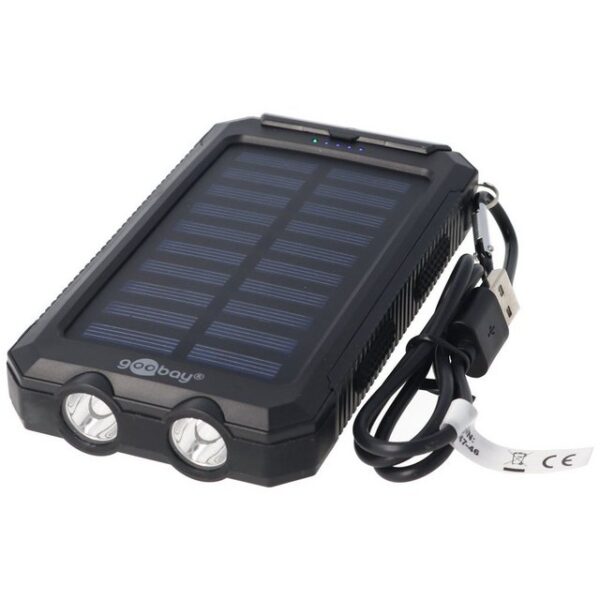 Goobay Outdoor Powerbank 8000mAh mit Solarpanel und Taschenlampenfunktion Akku 8000 mAh (3,7 V)