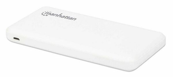 MANHATTAN MANHATTAN Powerbank 10.000 mAh 2xUSB USB-C + Micro-USB weiß Akku-Ladestation