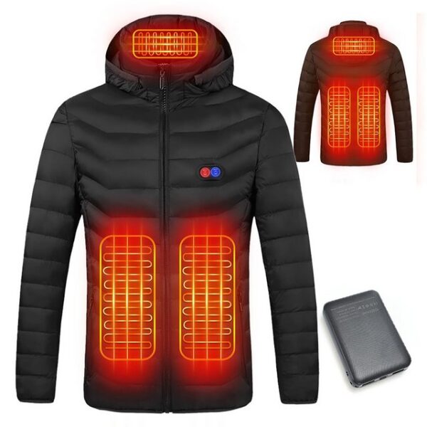 Mincoo Funktionsjacke BeheizbareJacke Herren mit 10000mAh Powerbank 3 Einstellbar Temperatur Warme winterjacke Heizjacke mit kapuze Elektrischer warme steppjacke