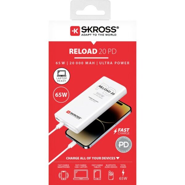 SKROSS Skross Reload 20 65W PD Powerbank 20000 mAh USB PD, Fast Charge Li-Io Powerbank