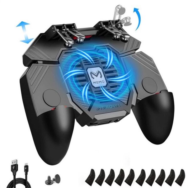 ZEUOPQ Mobiler Game-Controller kabelloser14-in-1 Lüfter 4000-mAh-Powerbank Controller (Tragbare Notfall-Powerbank mit Gaming-kompatiblem Design, 1 St., 6-Finger-Bedienung, 1200 mAh, kabelfreundlich, kompatibel)