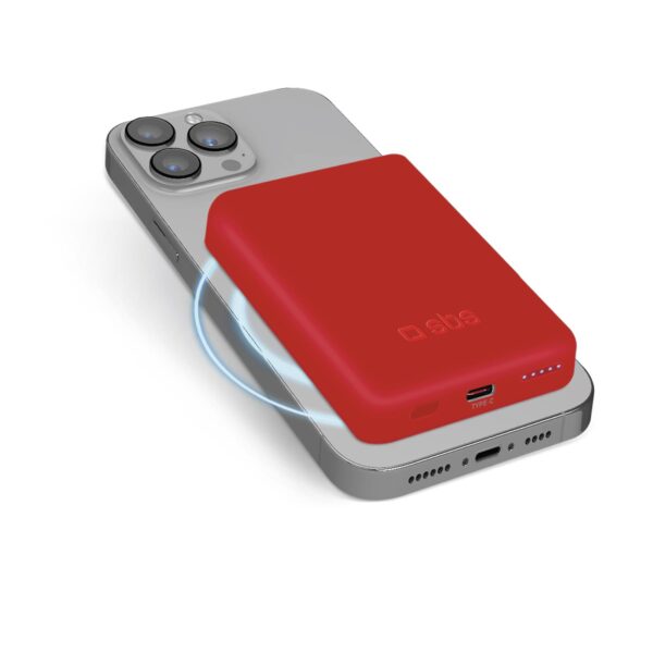 5000 mAh kabellose magnetische Powerbank, Red