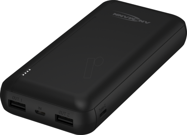 ANS 1700-0133 - Powerbank, Li-Po, 20000 mAh, 2x USB, schwarz