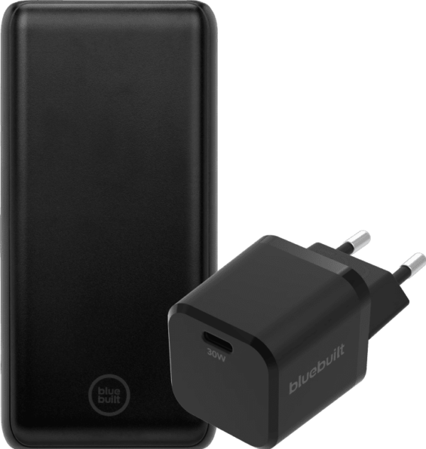 BlueBuilt Powerbank mit Schnellladefunktion 20.000 mAh + Ladegerät 30 W Schwarz