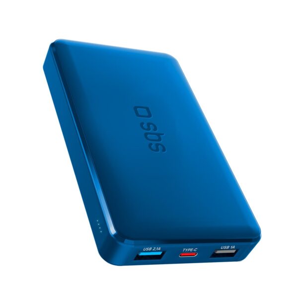 Powerbank fast charge mit 10.000 mAh und 2 USB Hellblau