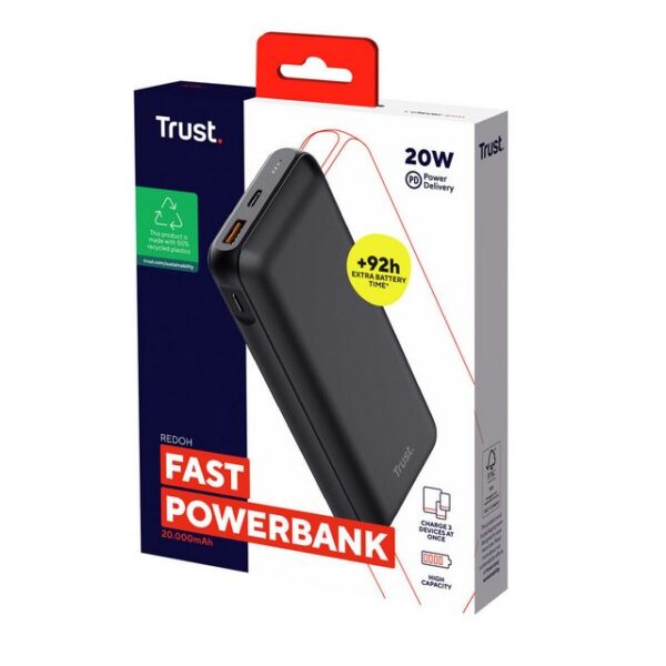 Trust Powerbank, Powerbank Trust 24880 Schwarz 20000 mAh (1 Stück)