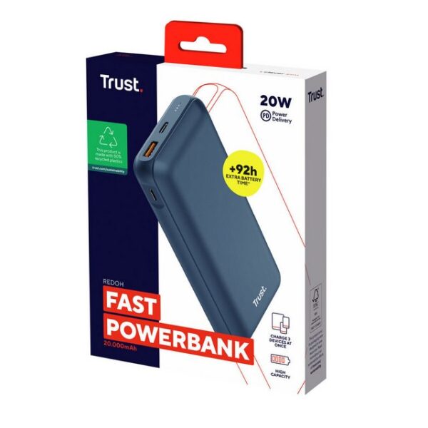 Trust Powerbank, Powerbank Trust 25034 Blau 20000 mAh (1 Stück)