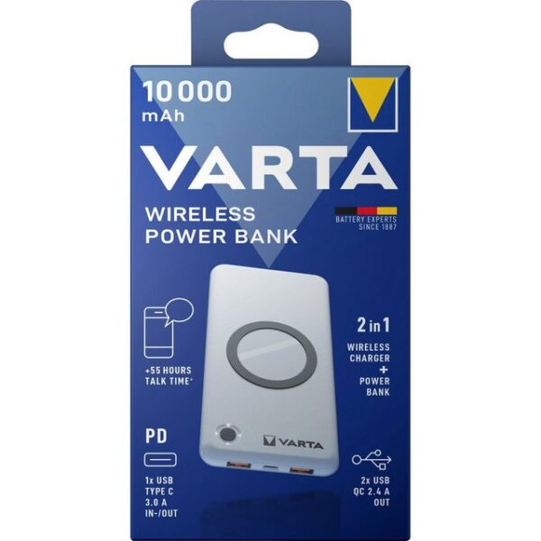 VARTA VARTA Wireless Powerbank 10.000, (10.000 mAh, Qi, USB-Ladegerät