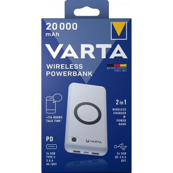 VARTA VARTA Wireless Powerbank 20.000, (20.000 mAh, Qi, USB-Ladegerät