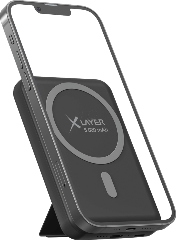 XLAYER 219627 - Powerbank, 5000 mAh, MagSafe, mit Standfuß