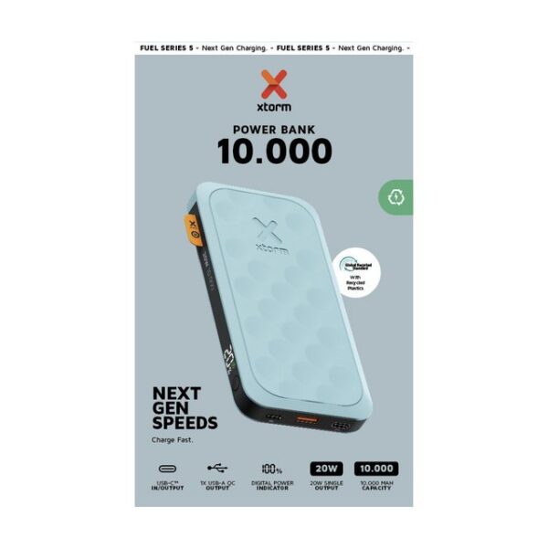 Xtorm 20W Fuel Series Powerbank 10.000mAh Teal Blue (64125) Solar Powerbank