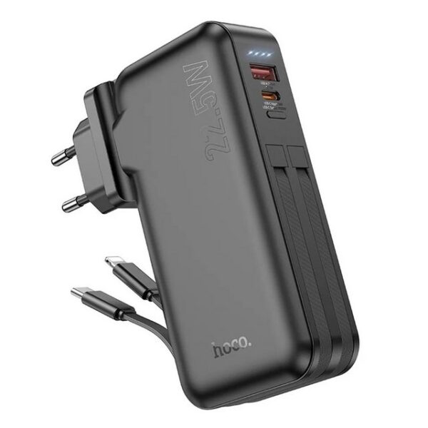 HOCO 10.000 mAh mit EU/US-Buchse kompatibel mit iPhone und USB-C 22,5W Powerbank (1 St)